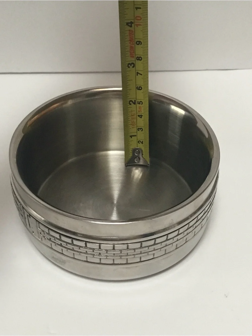 Ralph Lauren Brushed Silver Decorative Bowl with Textured Band and Knife